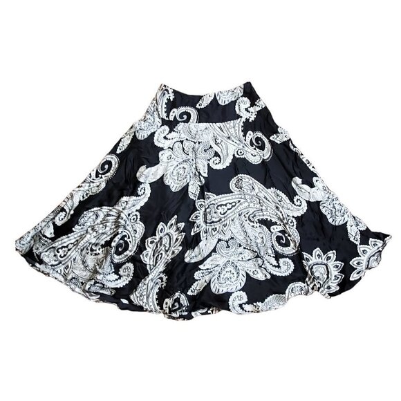 Neiman Marcus Exclusive 100% Silk Womens‎ Black Paisley Flowy Skirt Size M - Picture 8 of 12